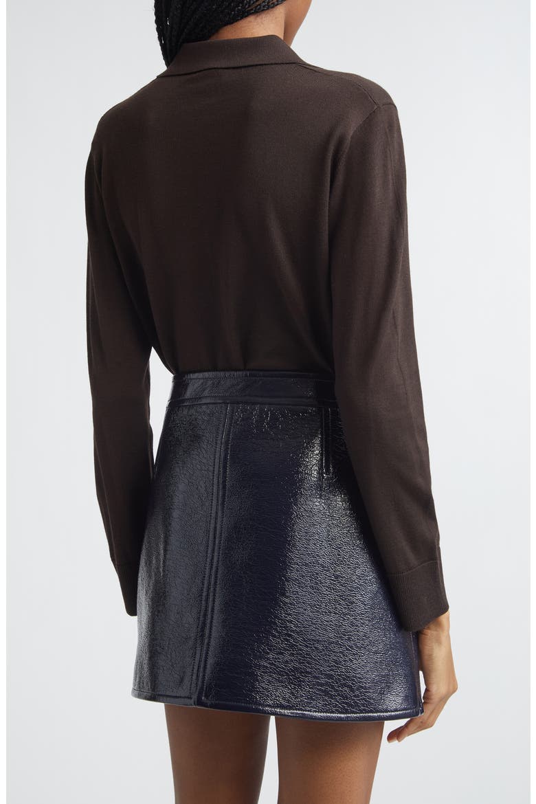 Merino Wool Polo Cardigan, Alternate, color, CHOCOLATE