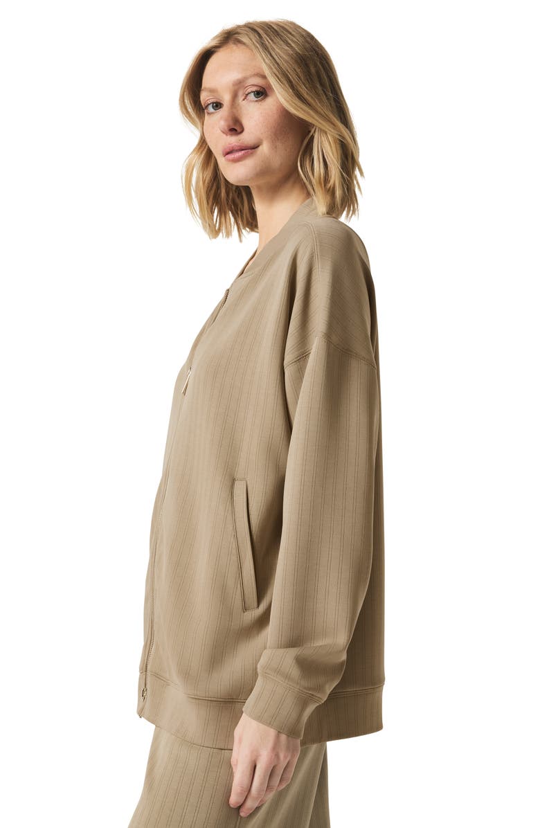 Splendid x @cellajaneblog Rib Scuba Knit Zip-Up Jacket, Alternate, color, Wood