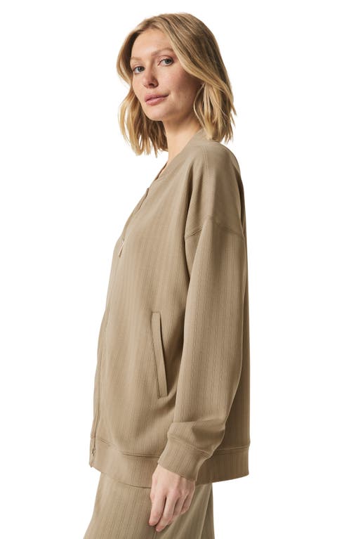 Splendid X @cellajaneblog Rib Scuba Zip-up Jacket In Brown
