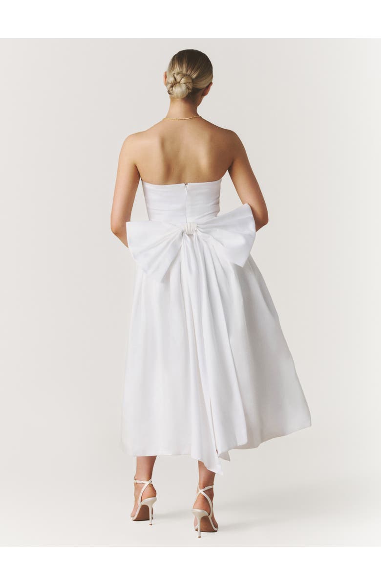 Six Stories Bandeau Bow Back Pleated Midi Dress, Alternate, color, White