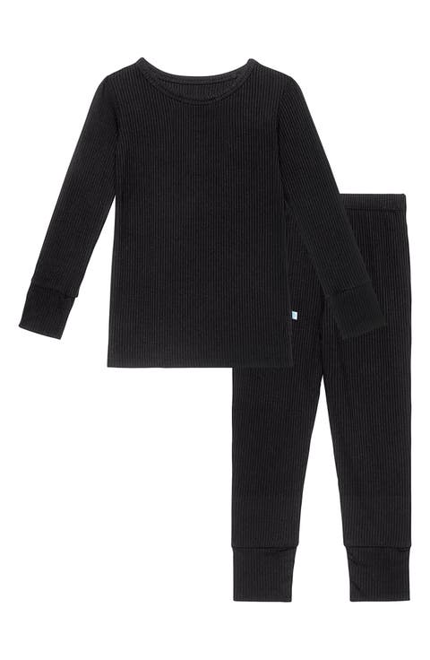 Long Sleeve Rib Fitted Two-Piece Pajamas