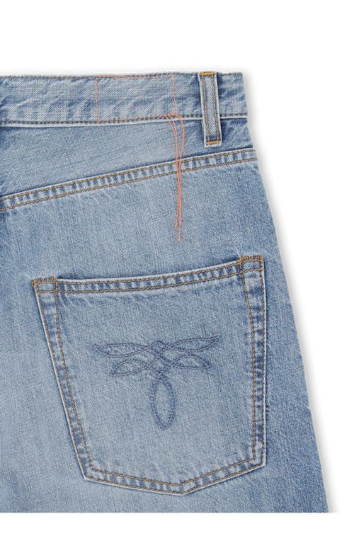 Fortela Jaron Wide-leg Bleach Wash Denim Trousers In Blue