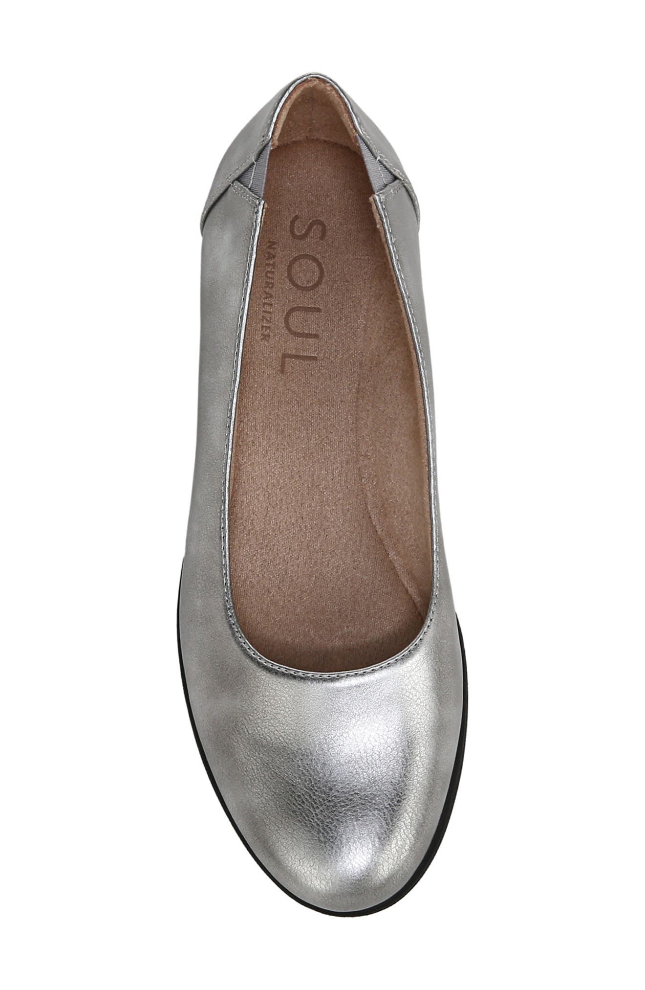 SOUL NATURALIZER Idea Ballet Wedge Slip-On Flat - Wide Width Available, Alternate, color, Pewter Faux Leather