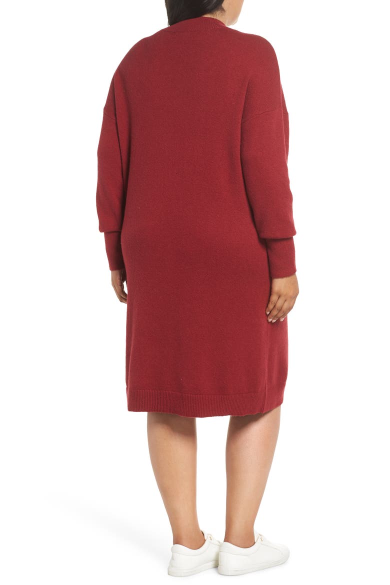 Mock Neck Sweater Dress, Alternate, color, RED TIBETAN