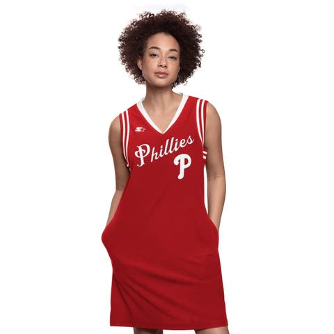 Women's Starter  Red Philadelphia Phillies Fast Track Sneaker V-Neck Dress