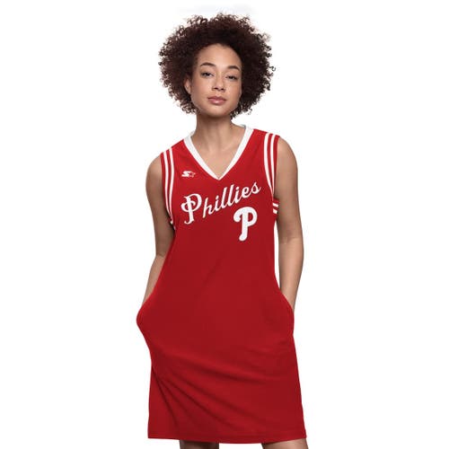 Starter Red Philadelphia Phillies Fast Track Sneaker V-neck Dress