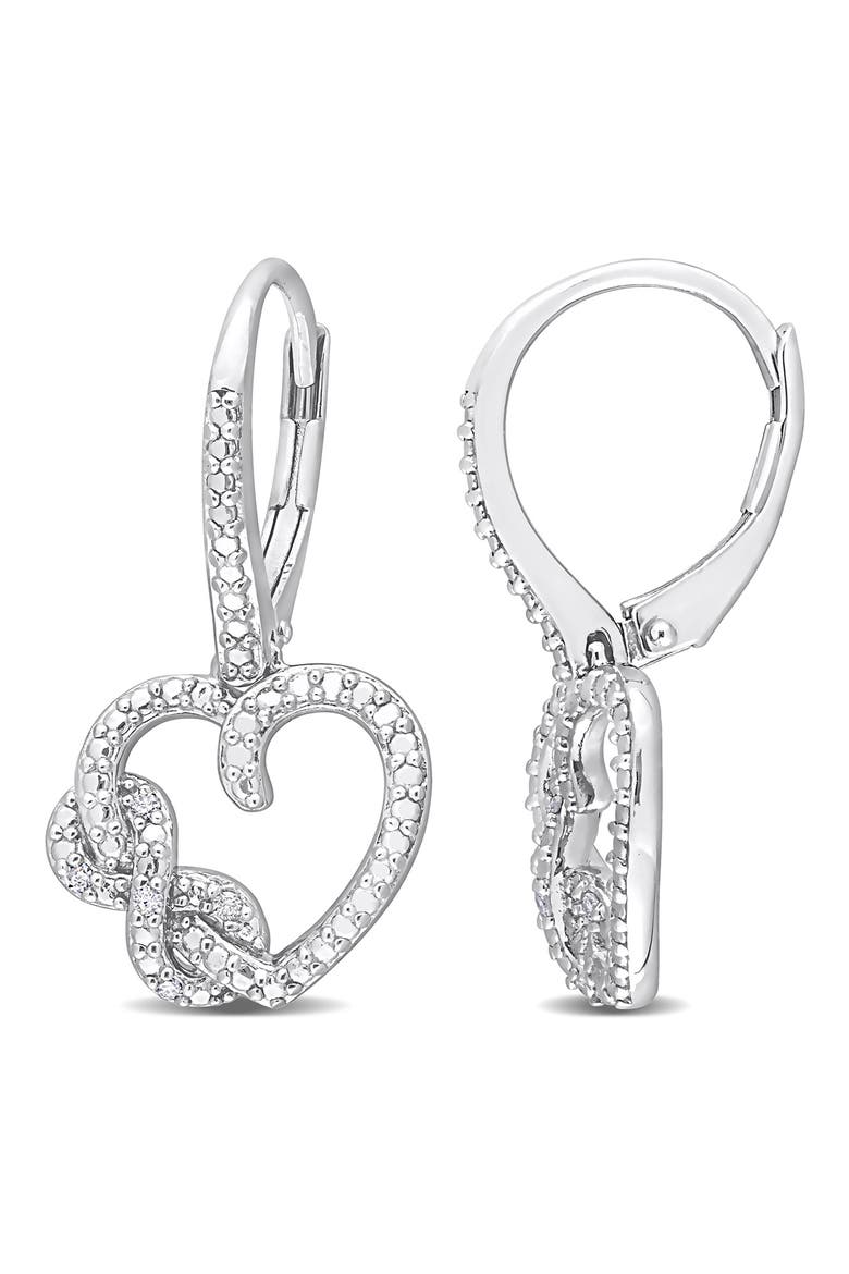 Sterling Silver Cubic Zirconia Infinity Heart Earrings, Main, color, WHITE