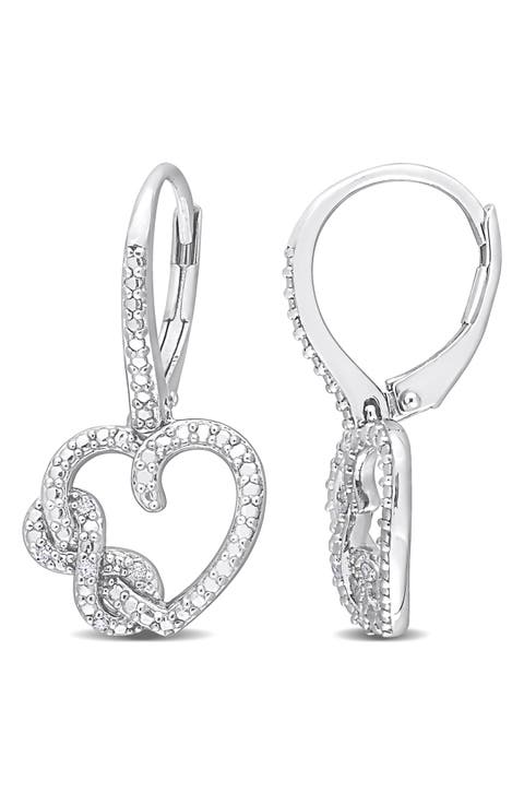 Sterling Silver Cubic Zirconia Infinity Heart Earrings