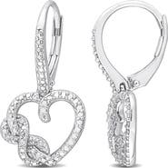 DELMAR Sterling Silver Cubic Zirconia Infinity Heart Earrings