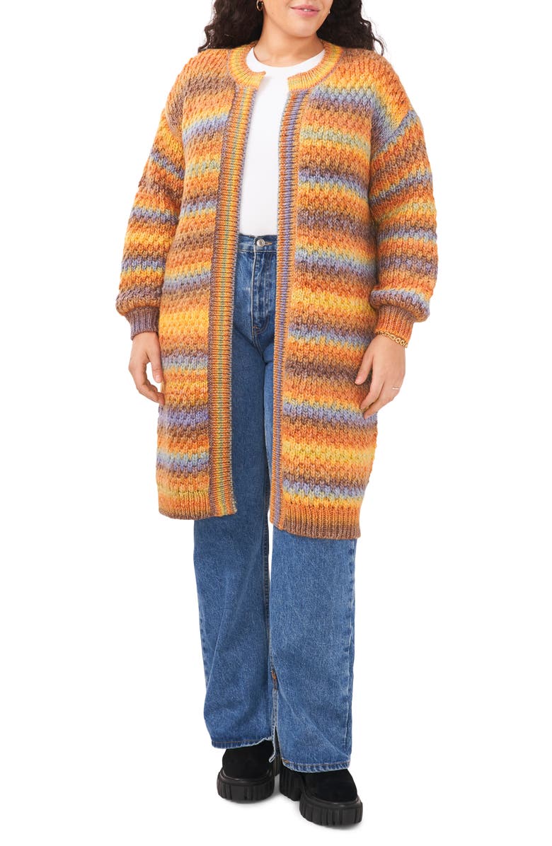 Vince Camuto Space Dye Open Front Longline Cardigan, Main, color, 