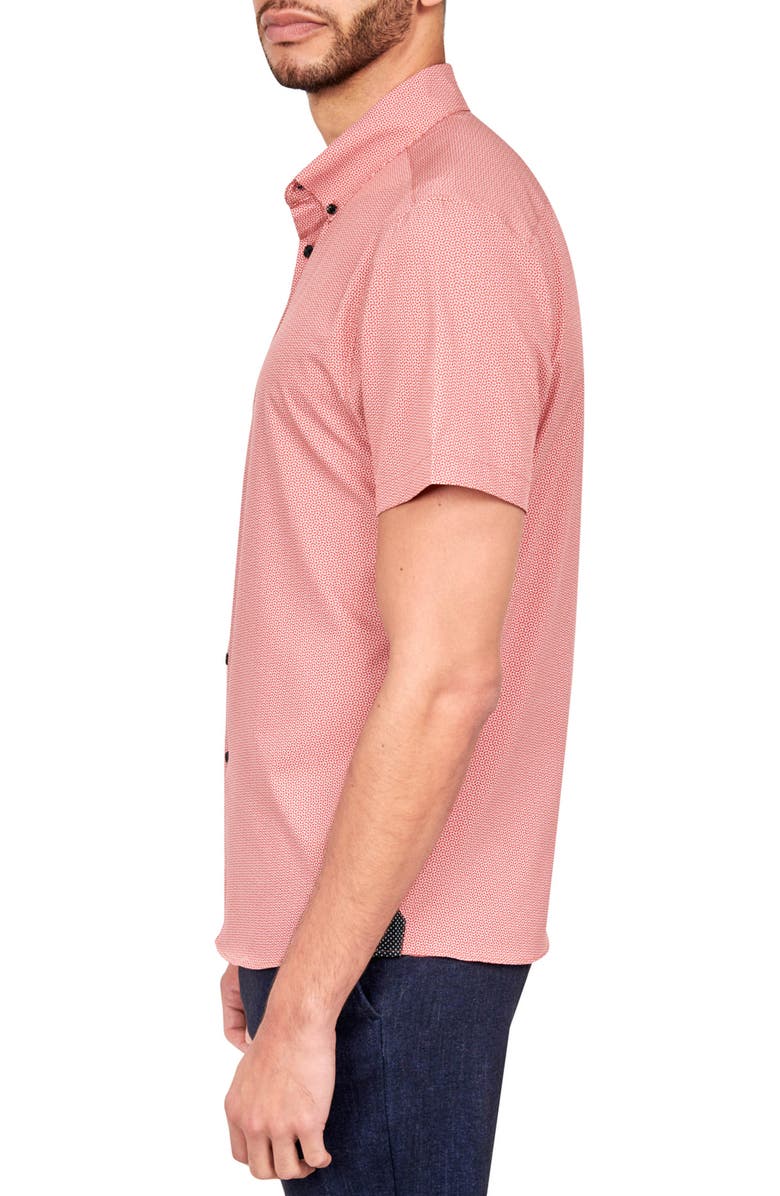 Brooklyn Brigade Wavy Geo Performance Button-Down Shirt, Alternate, color, Orange