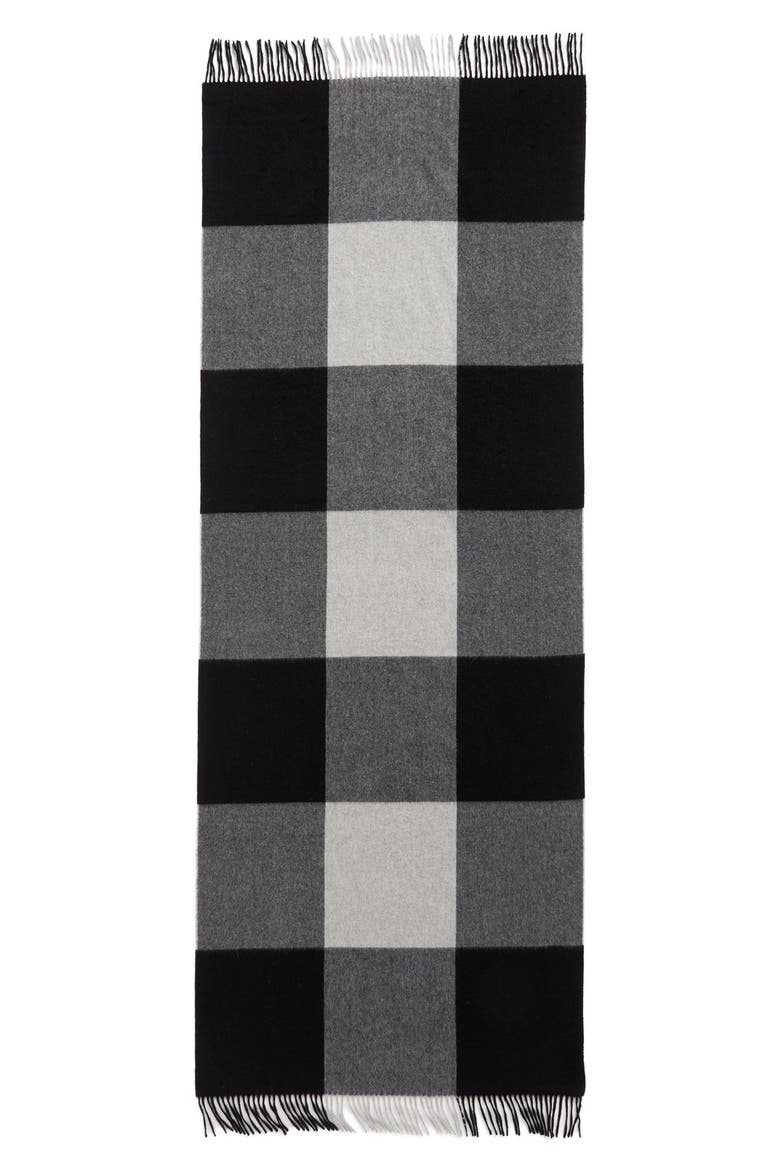 Plaid Cashmere Wrap, Alternate, color, BLACK COMBO