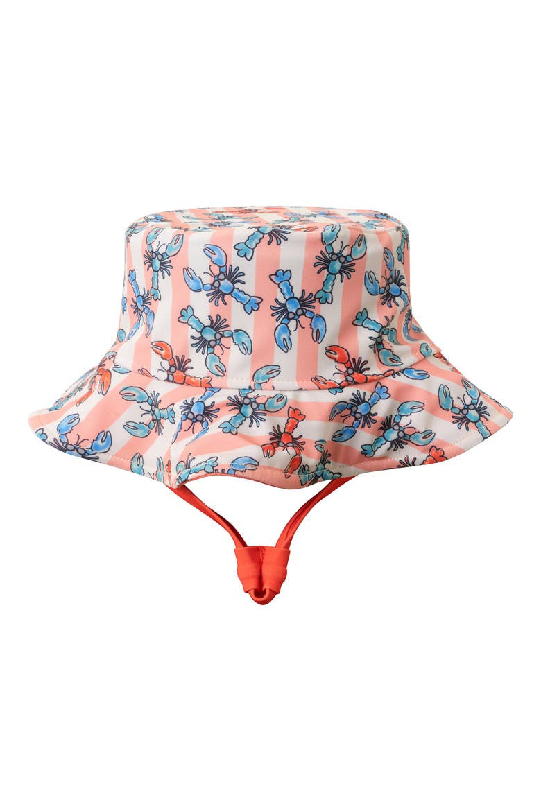 Long Sleeve One-Piece Swimsuit & Sun Hat, Alternate, color, ORANGE LOBSTER