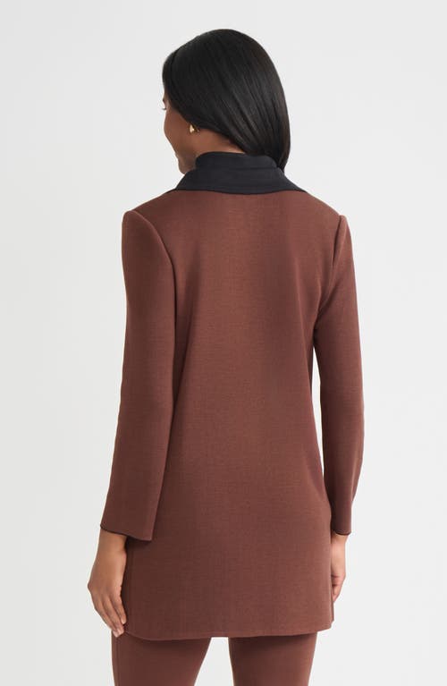 Misook Hertiage Two-tone Knit Jacket In Brown