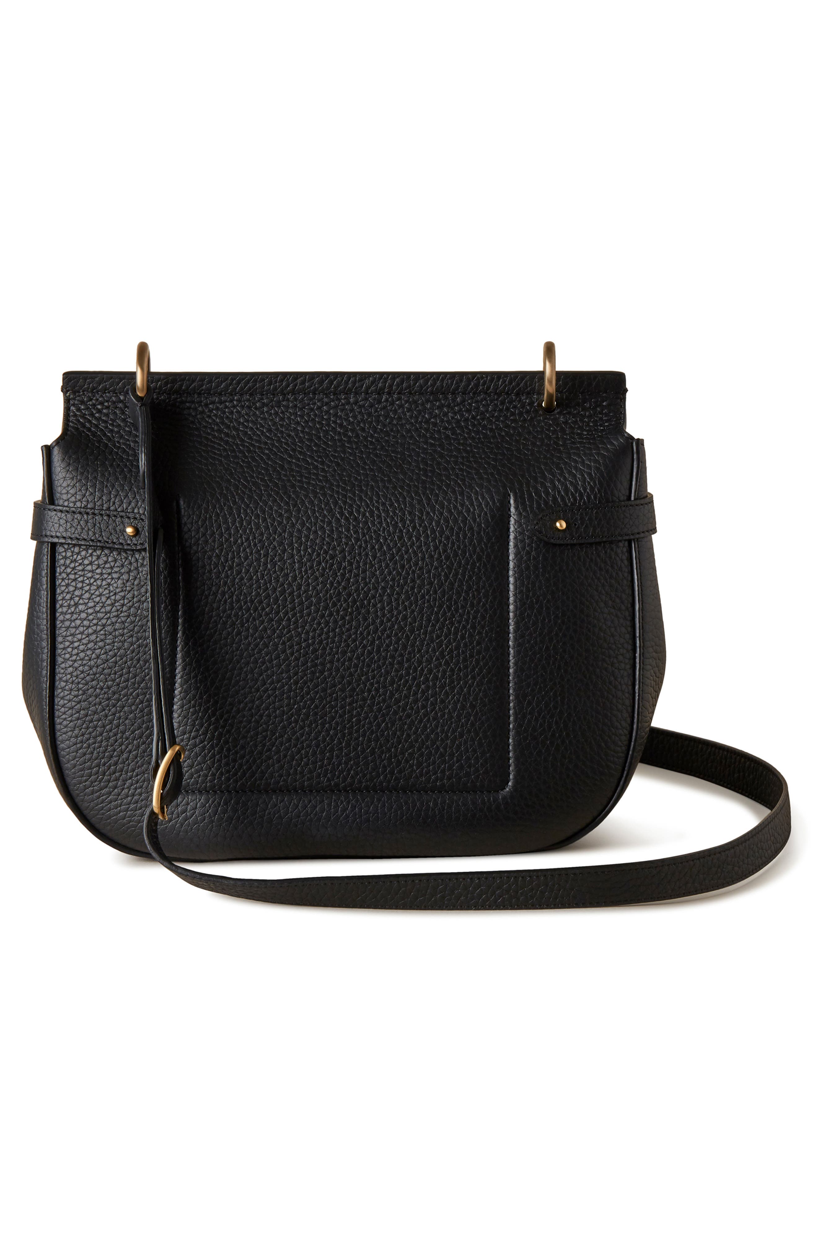 Soft Amberley Leather Shoulder Bag, Alternate, color, BLACK