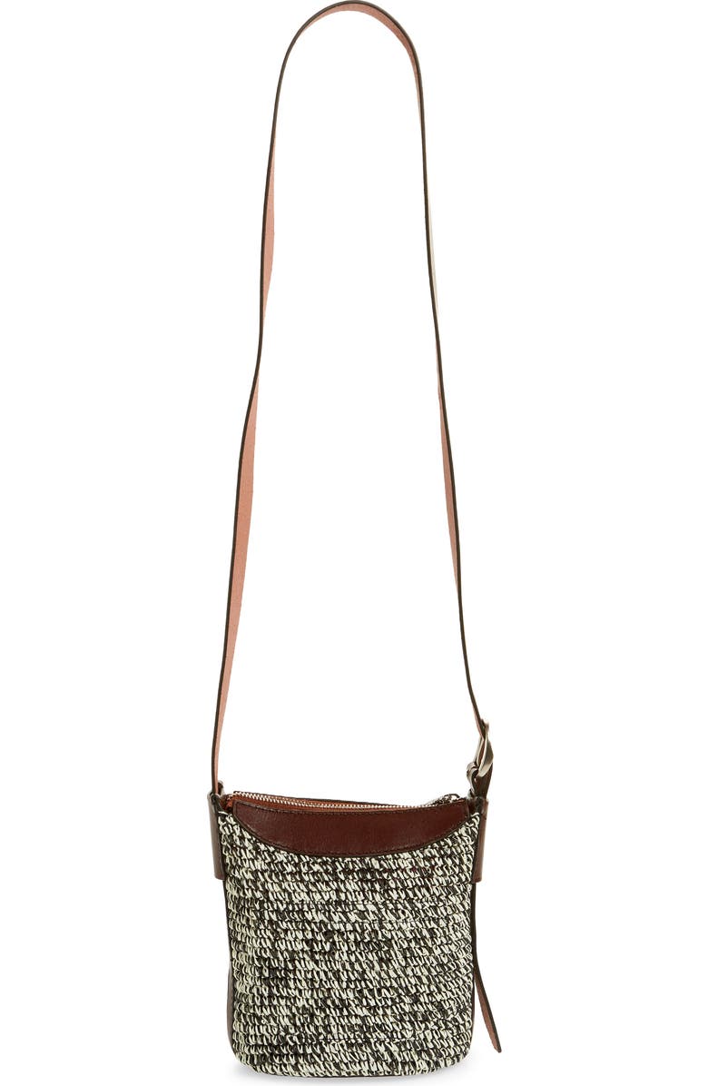 rag & bone Belize Mini Straw & Leather Bucket Bag, Alternate, color,