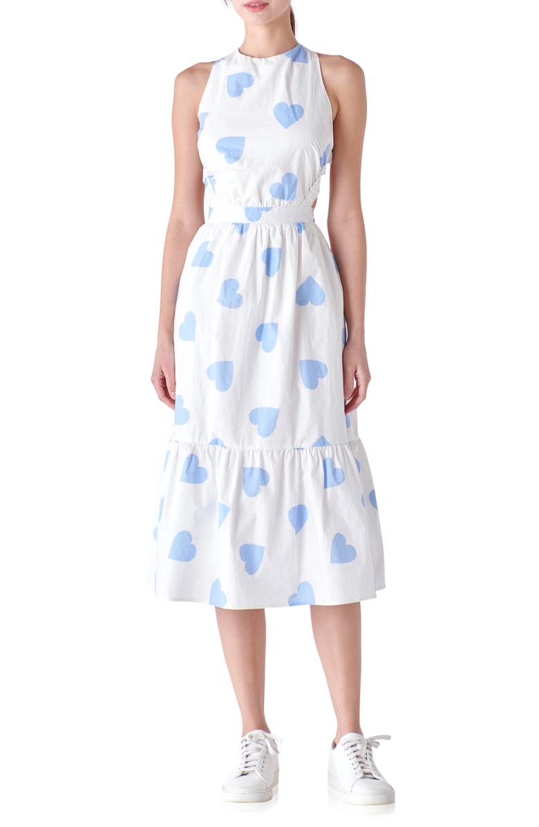 English Factory Heart Shape Crossback Midi Dress, Main, color, 