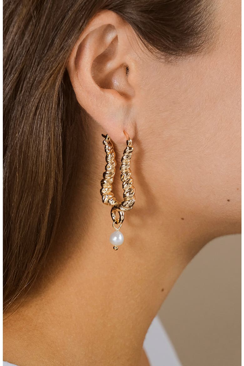 Sylvie Freshwater Pearl Hoop Earrings, Alternate, color, GOLD