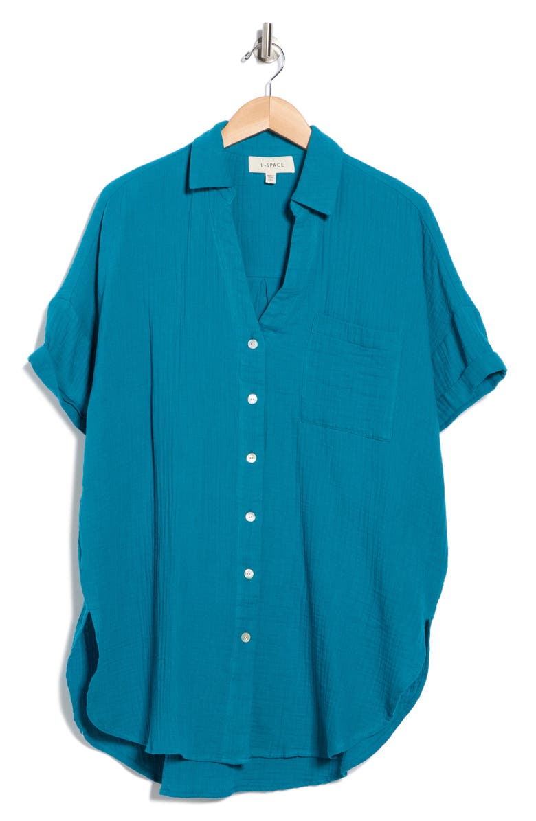 LSPACE Terrazo Cotton Cover-Up Tunic, Alternate, color, Mediterranean