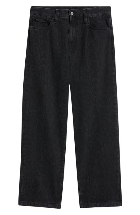 Landon Snakeskin Print Wide Leg Jeans