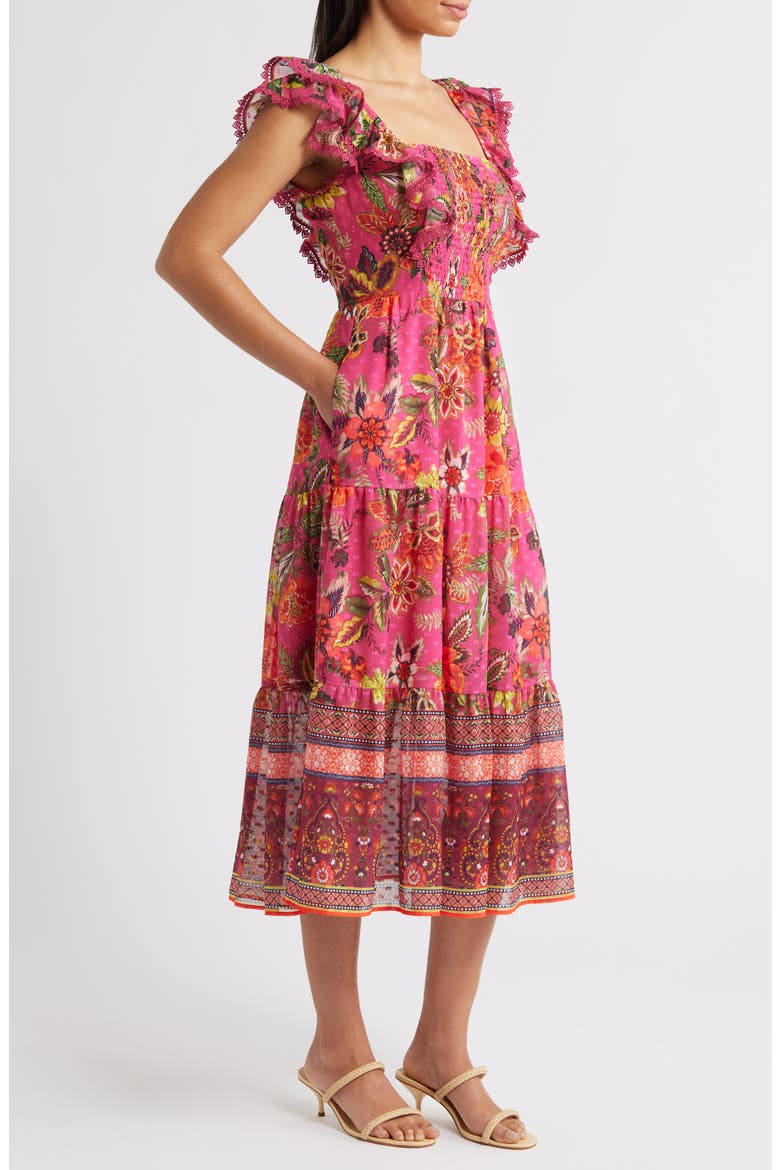 Floral Midi Sundress, Alternate, color, PINK MULTI