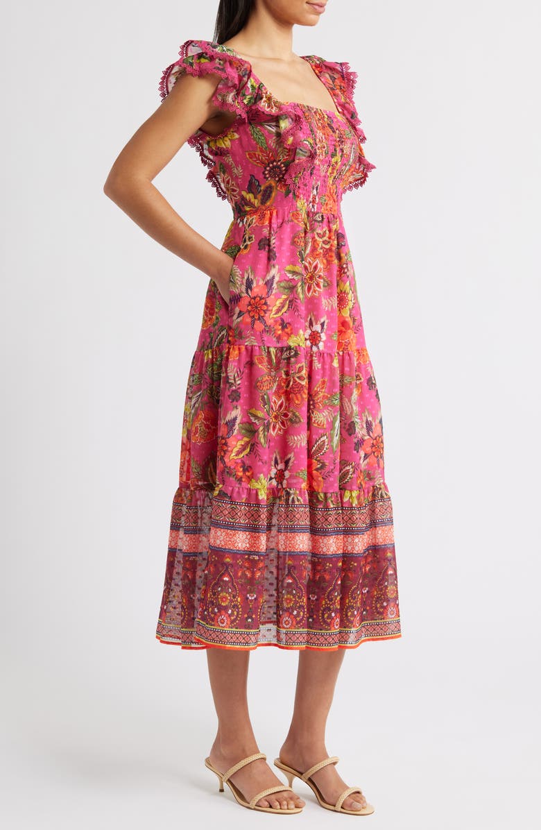 Eliza J Floral Midi Sundress, Alternate, color, Pink Multi