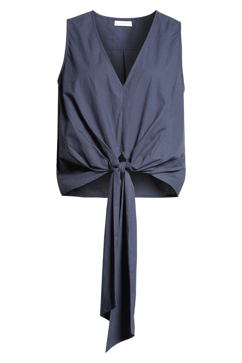 Svetlana Tie Hem Sleeveless Crop Top, Alternate, color, NAVY