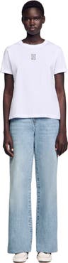 SANDRO Cotton T-shirt with embroidery