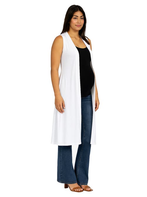 24seven Comfort Apparel Maternity Sleeveless Long Cardigan With Side Slit