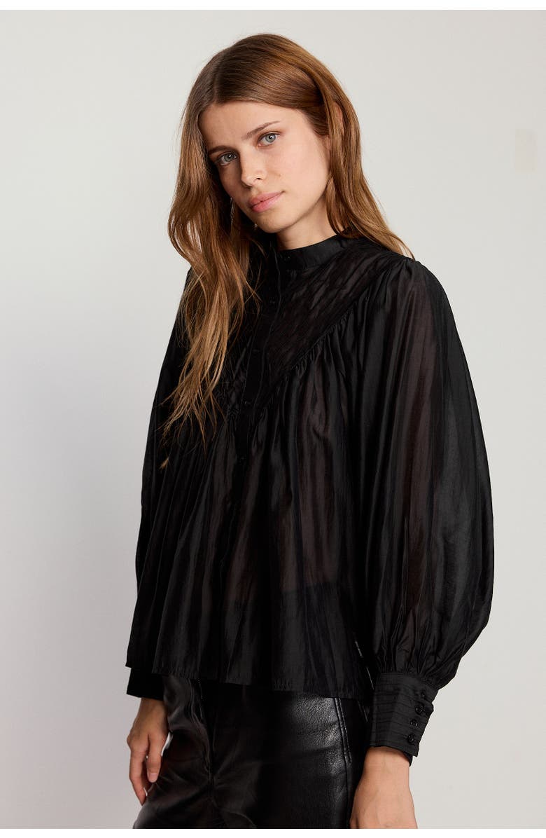 The Shirt by Rochelle Behrens The Shiv Ruffled Shirt, Alternate, color, Black