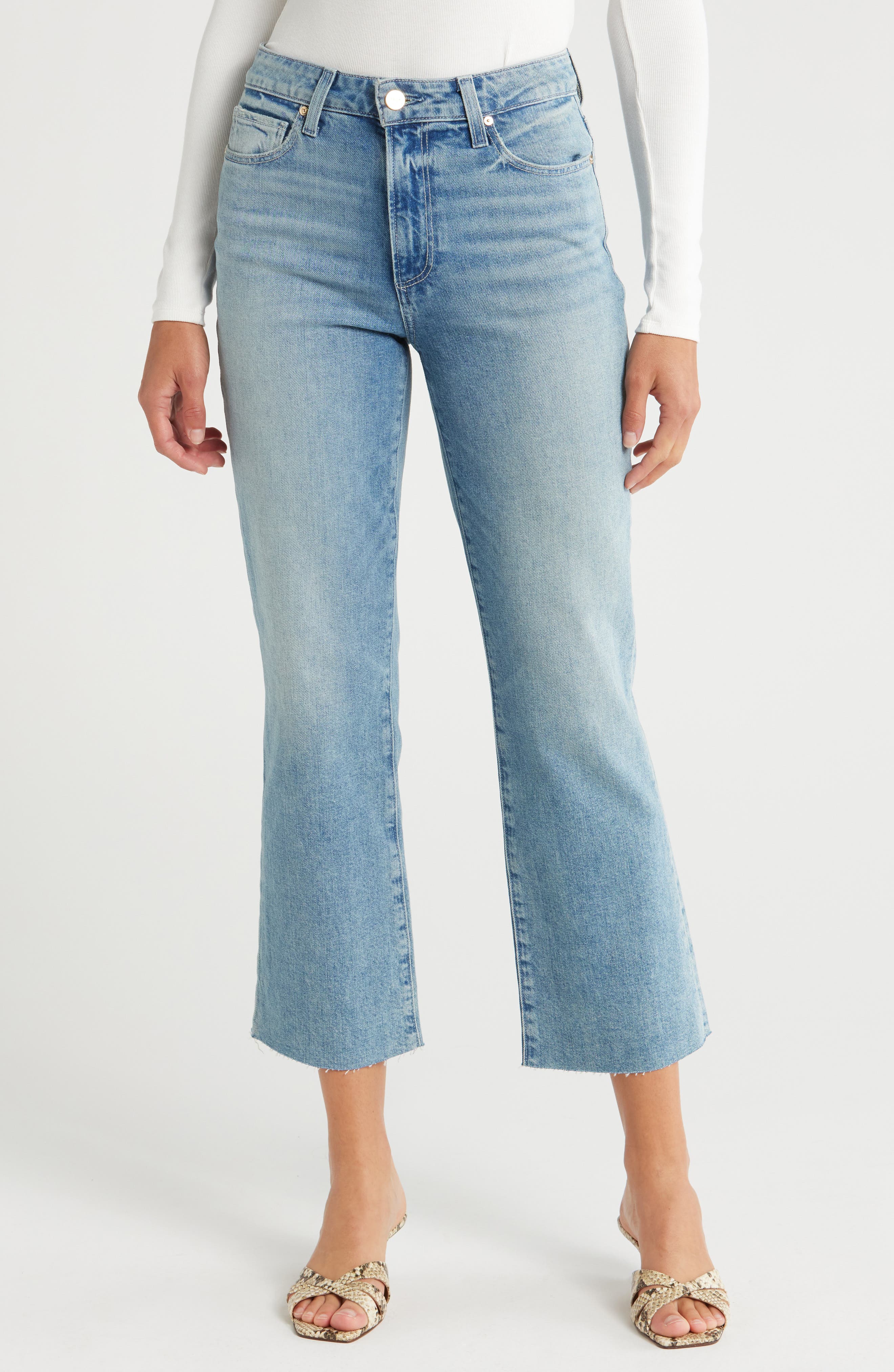 PAIGE Courtney Raw Hem High Waist Ankle Flare Jeans