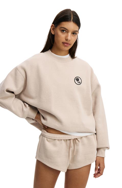 Plush Graphic Crew Sweatshirt