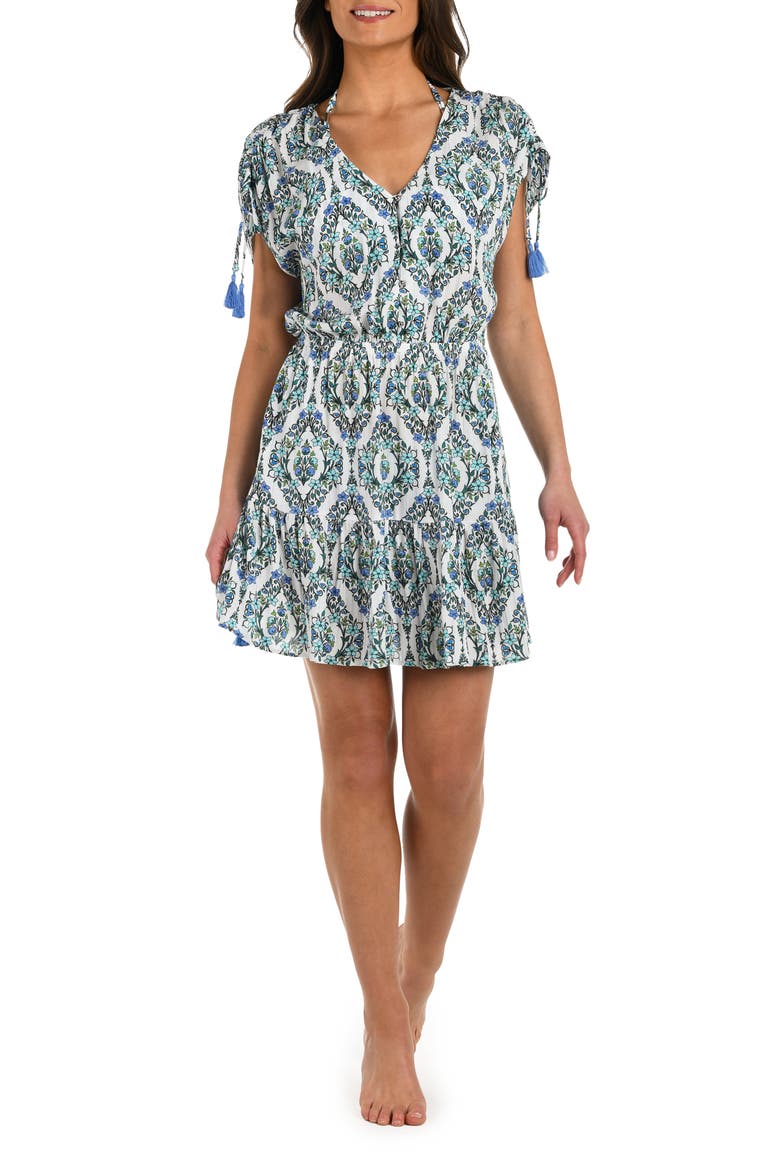 Deja Blue V-Neck Cover-Up Dress, Main, color, BLUE