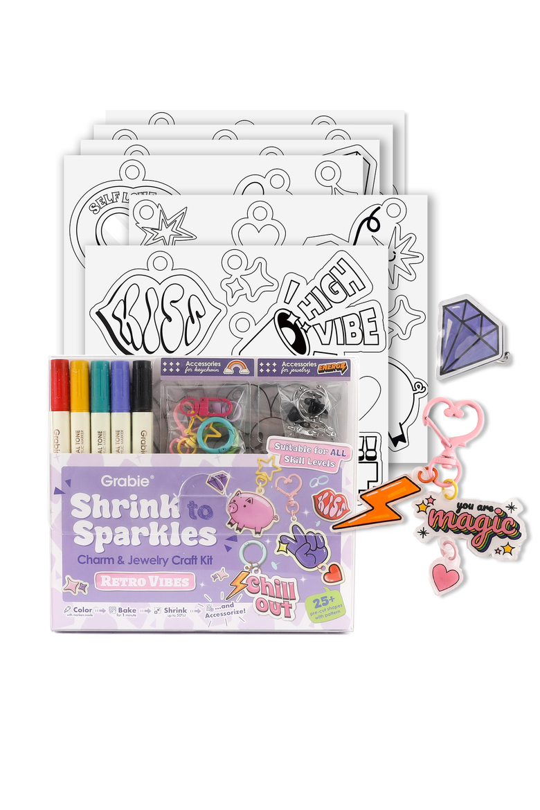 Shrink to Sparkles DIY Shrinky Dinks Craft Kit, Main, color, Retro Vibes