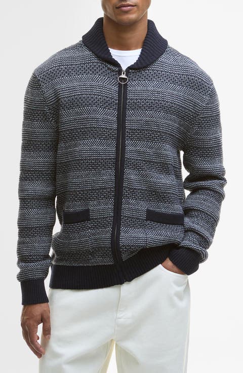 Helmsley Stripe Wool Zip Cardigan