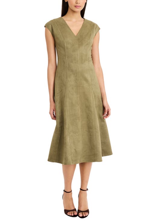 Sleeveless Faux Suede Midi Dress