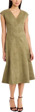 Maggy London Sleeveless Faux Suede Midi Dress