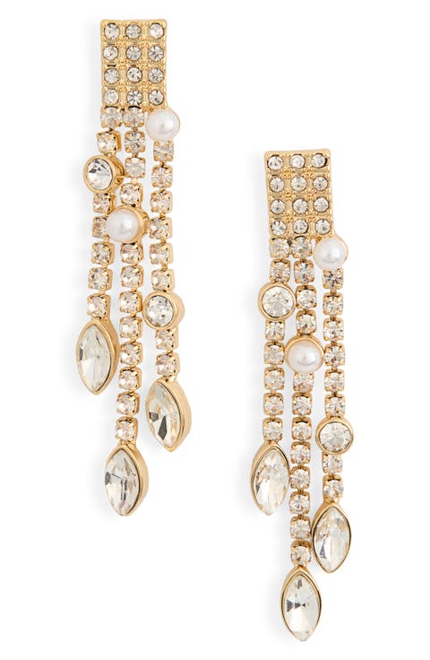 Crystal Pavè Faux Pearl Dangle Drop Earrings