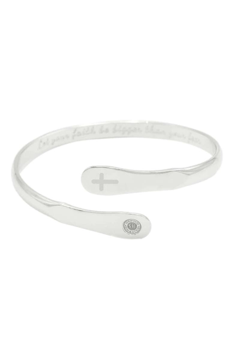 Hollywood Sensation Cross Bracelets Engraved Let your faith be bigger than your fear, Alternate, color, Silver