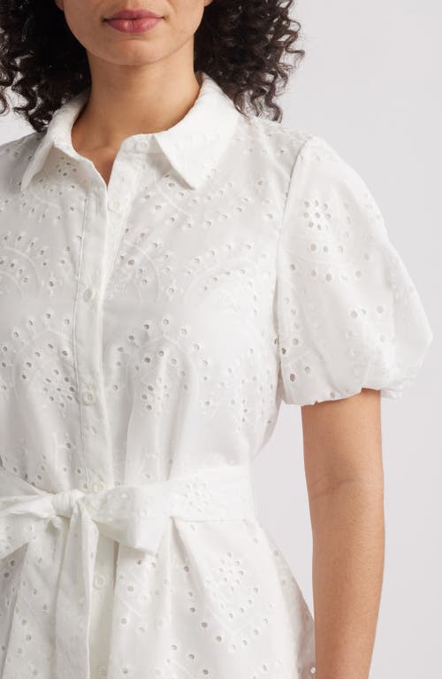 SAM EDELMAN SAM EDELMAN PUFF SLEEVE EYELET SHIRTDRESS