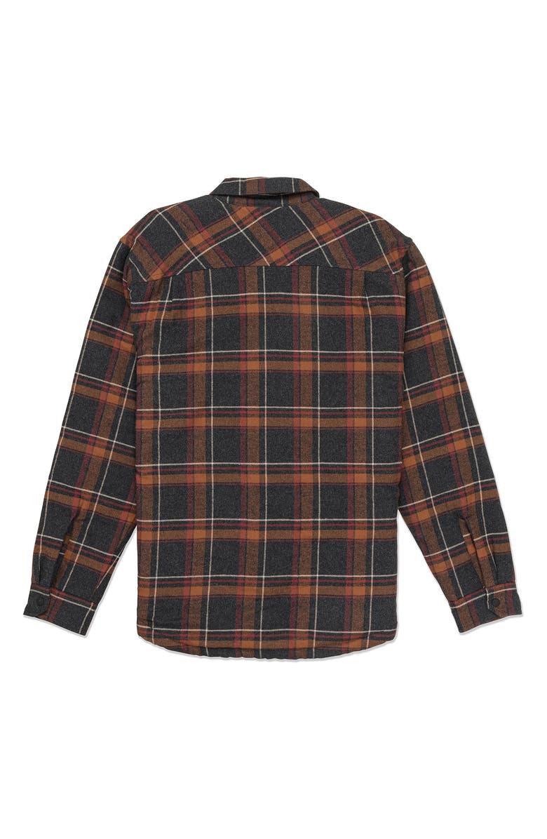 Hurley Portland Faux Shearling Lined Flannel Shirt, Alternate, color, Black/Orange