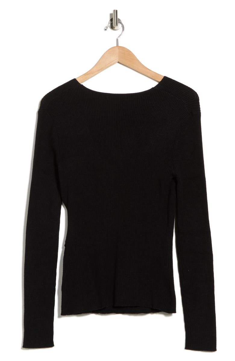 MAX STUDIO Faux Wrap Knit Sweater, Alternate, color, Black-Black