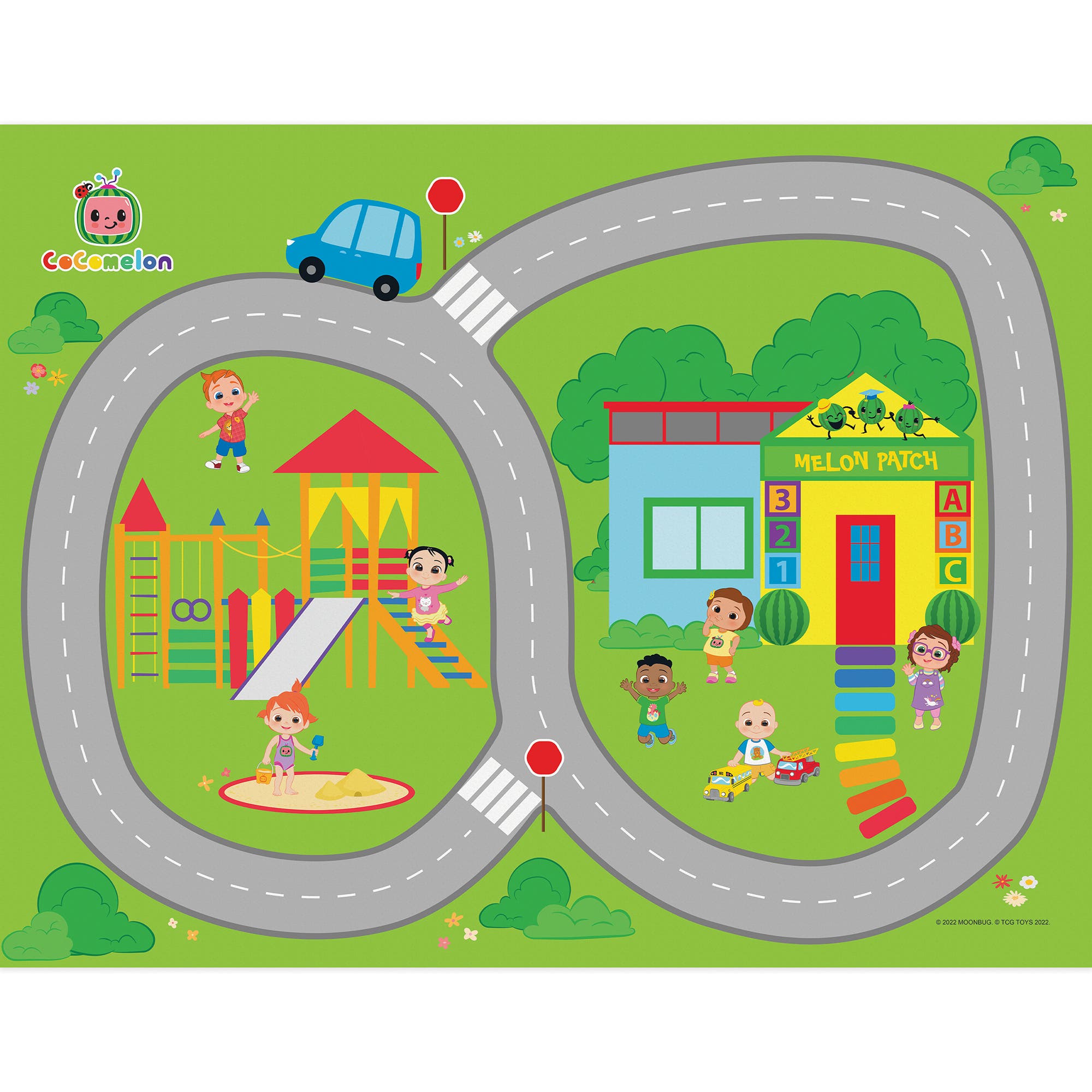 Imaginmat Deluxe Cocomelon Floor Playmat & Toy Car, Kids 3+ in Multicolored 