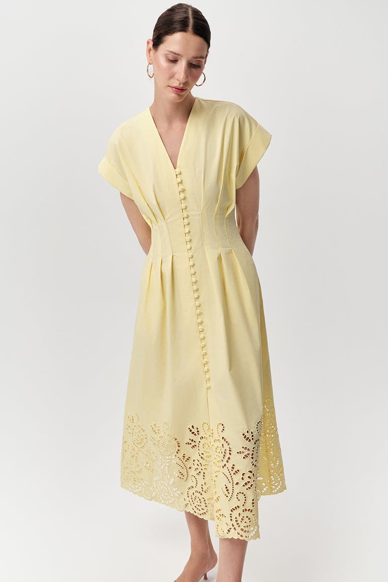 Emrick V Neck Short Sleeve Midi Dress, Alternate, color, Yellow