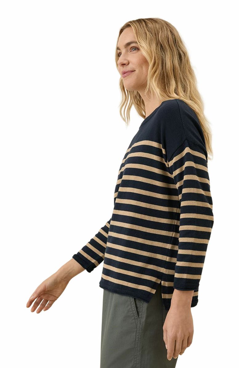 Pact Organic Cotton Classic Fine Knit Wide Neck Sweater, Alternate, color, Encinitas Stripe Midnight Blue