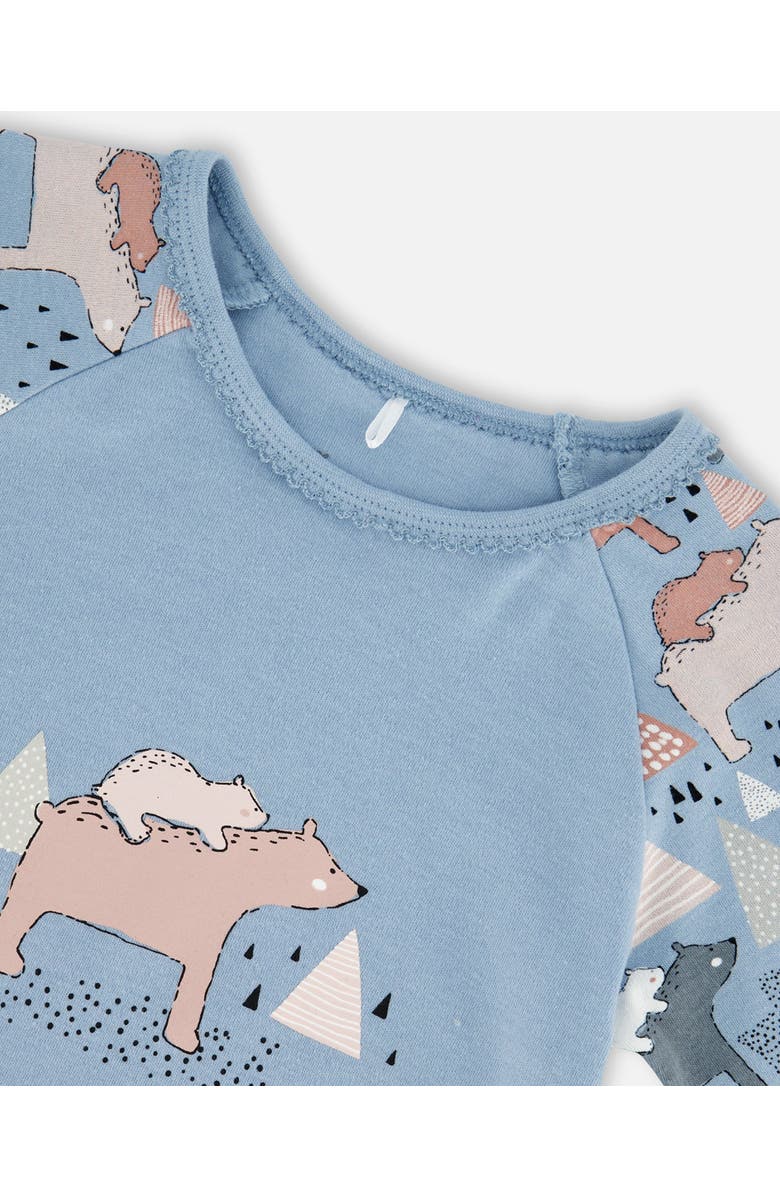 Deux par Deux Baby Girl's Organic Cotton Two Piece Pajama Set Air Blue Printed Mama Bears, Alternate, color,