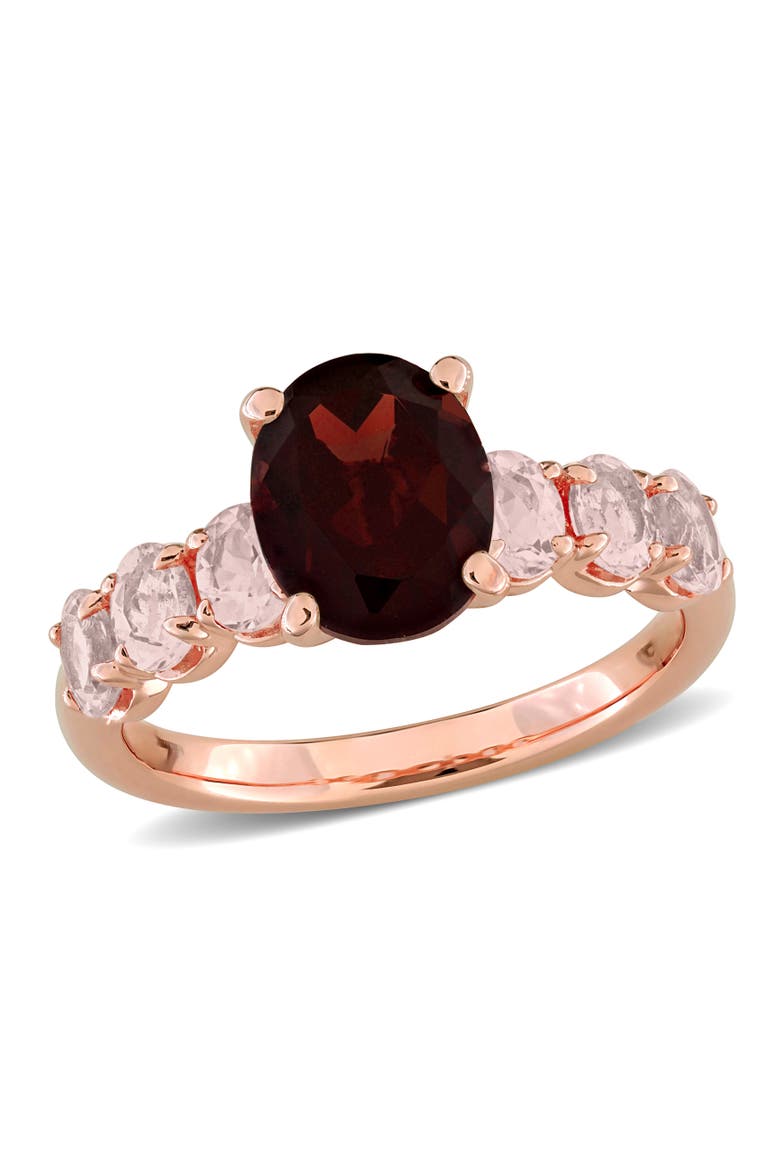 Gemstone Oval Ring Sterling Silver, Main, color, Garnet/Morganite