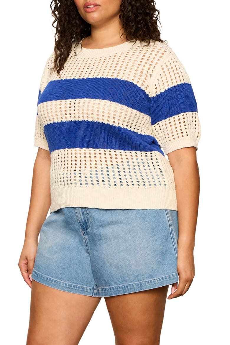 Beachside Stripe Open Stitch Sweater Tank, Alternate, color, BLUE/ COLLAGEN