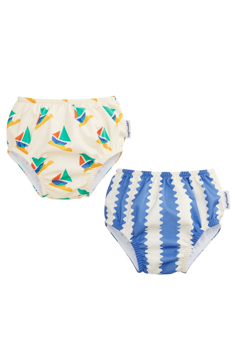 Tiny Twinkle Reusable UPF 50+ Pull-Up Swim Diapers - 2-Pack, Main, color, Sailboats And Zig Zag Stripe