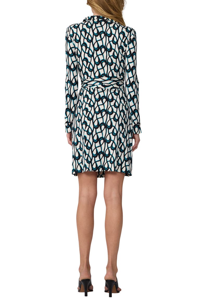 Jeanne Print Long Sleeve Silk Wrap Dress, Alternate, color, LOOPS MID WHITE